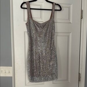 Silver Sequin Sleeveless Bodycon Mini Dress